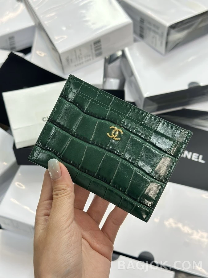 샤넬 샤넬 크로코 카드 홀더 에메랄드 상세 이미지