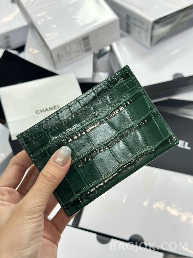 샤넬 샤넬 크로코 카드 홀더 에메랄드 상세 이미지