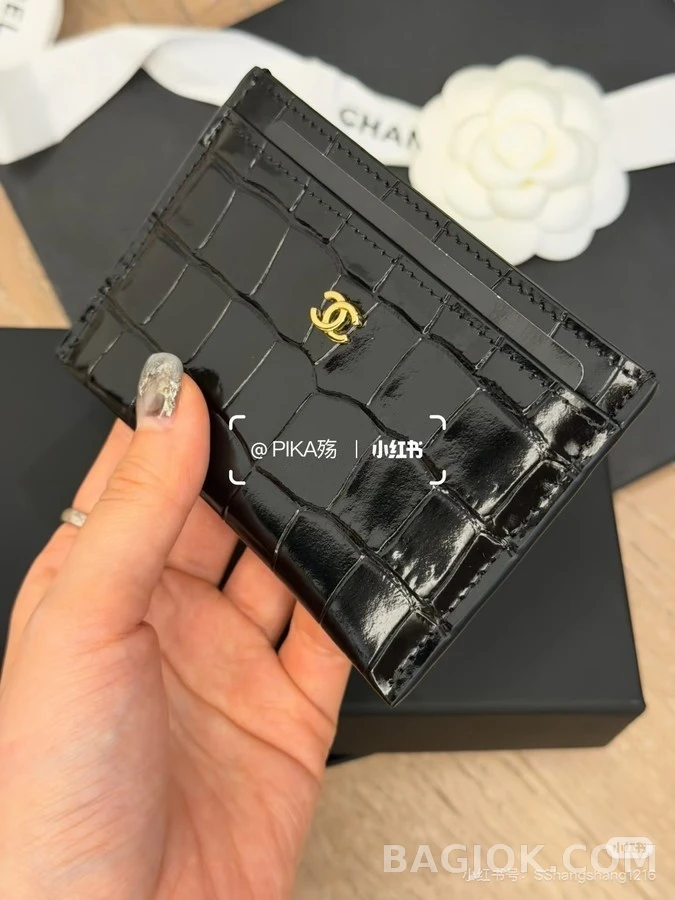샤넬 샤넬 26S 크로커 로고 카드홀더 금장 카프 상세 이미지