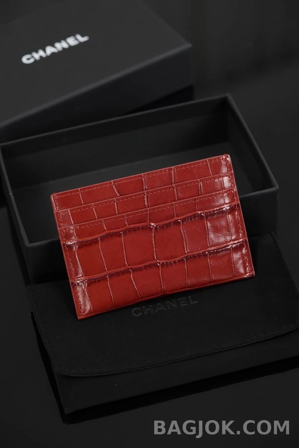 샤넬 샤넬 크로커다일 엠보싱 카프스킨 카드 홀더 상세 이미지