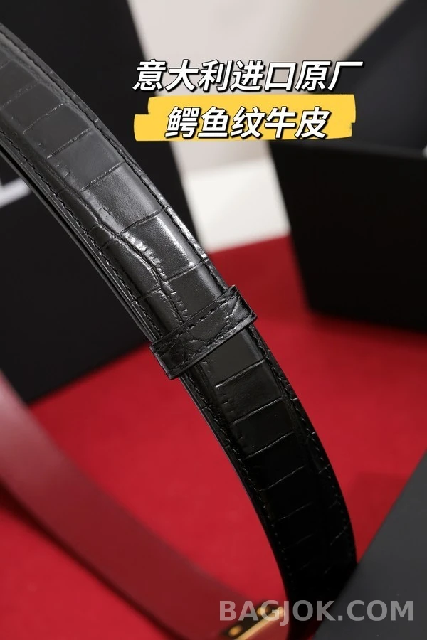 샤넬 샤넬 로고 악어 엠보싱 벨트 상세 이미지