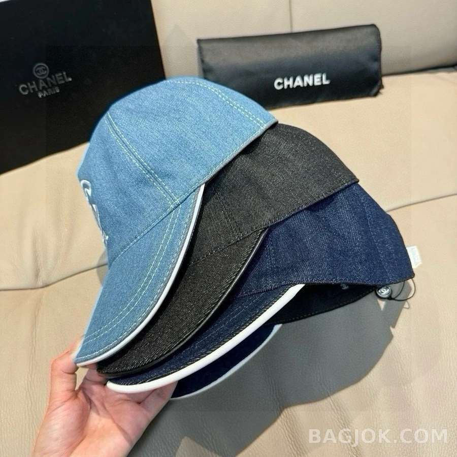 샤넬 샤넬 데님 더블 C 자수 볼캡 상세 이미지