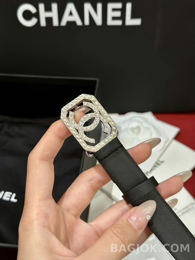 샤넬 샤넬 20mm 펄 크리스탈 버클 벨트 상세 이미지