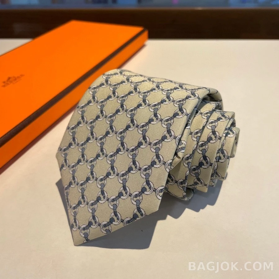 에르메스 에르메스 기하학 패턴 실크 넥타이 상세 이미지