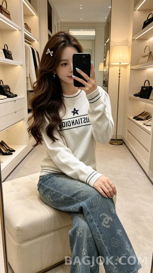 디올 디올 레터링 스타 로고 니트 상세 이미지