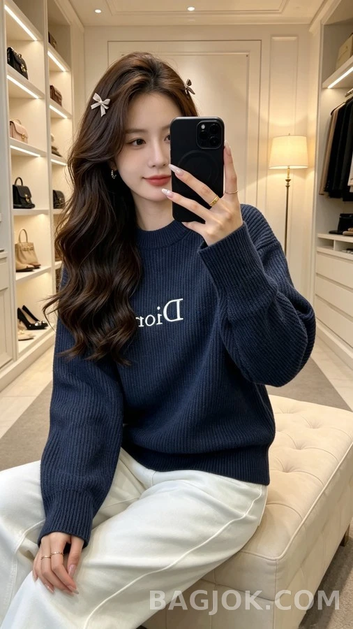 디올 디올 레터링 자수 니트 상세 이미지