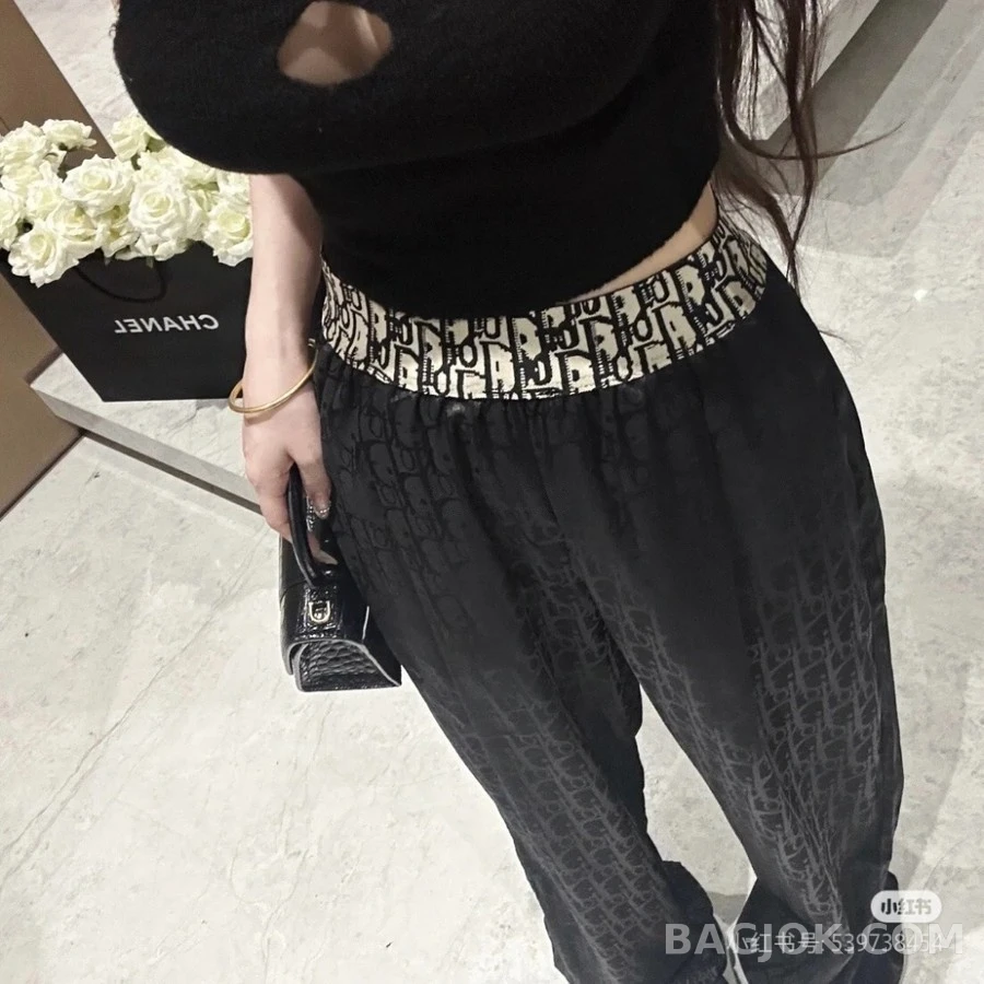 디올 디올 레터링 자카드 와이드 팬츠 상세 이미지