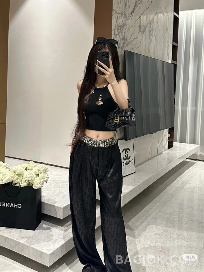 디올 디올 레터링 자카드 와이드 팬츠 상세 이미지