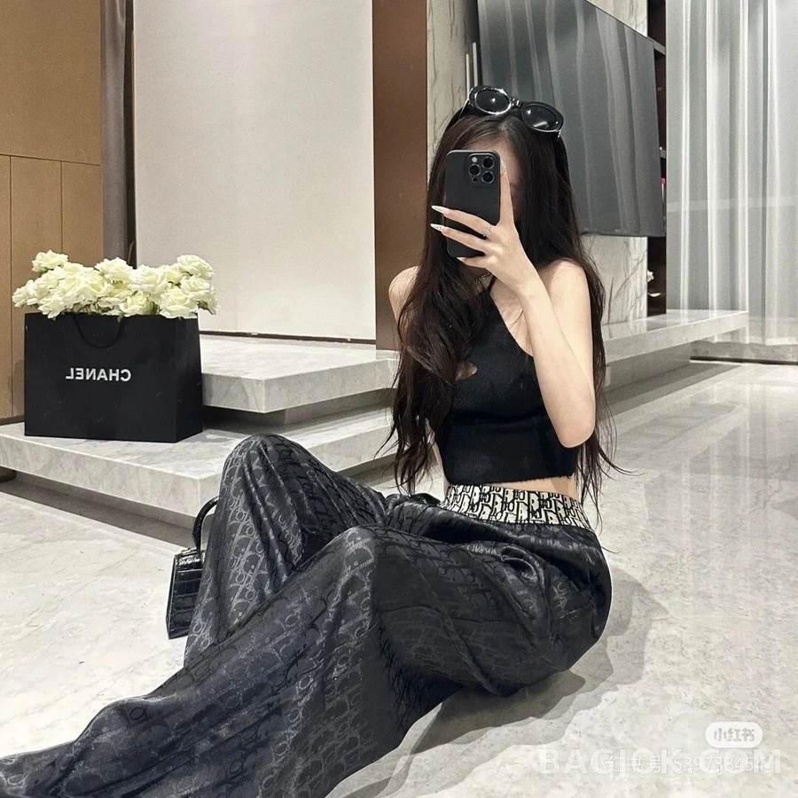 디올 디올 레터링 자카드 와이드 팬츠 상세 이미지