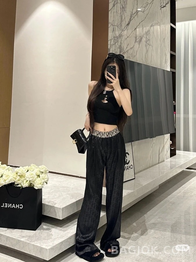 디올 디올 레터링 자카드 와이드 팬츠 상세 이미지