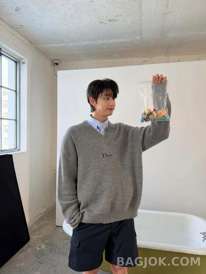 디올 디올 레터링 V넥 니트 상세 이미지