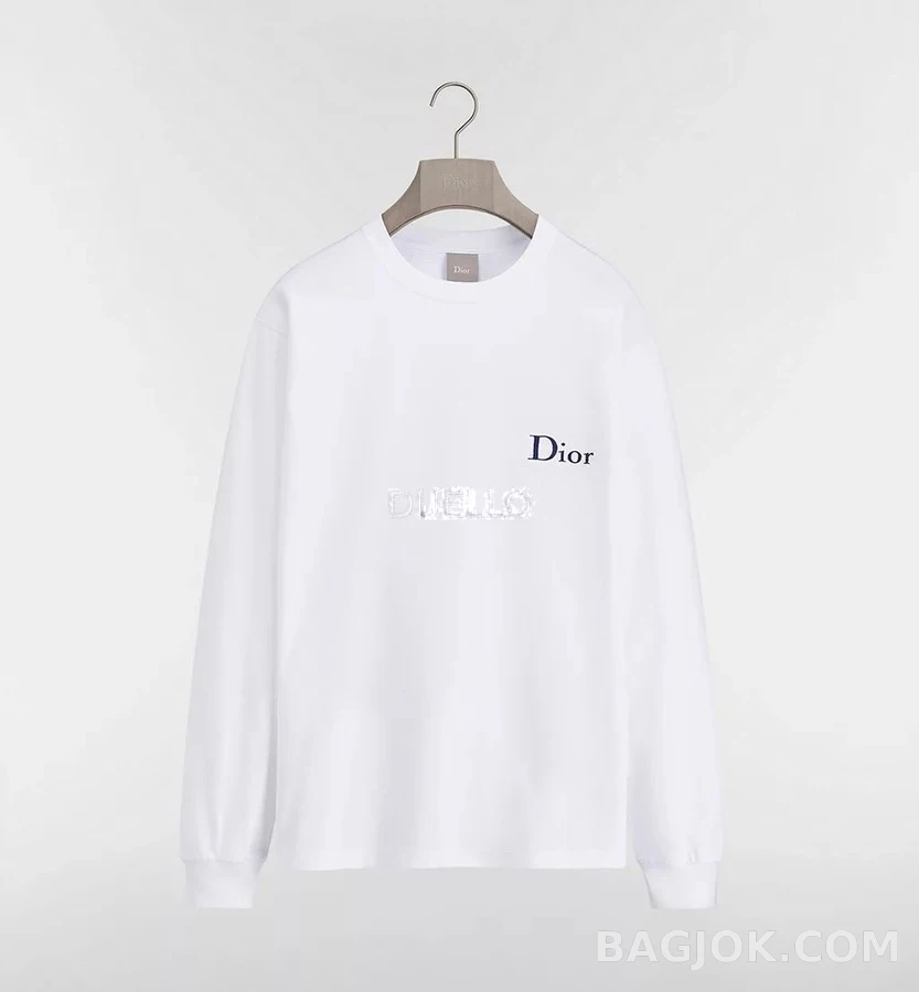디올 디올 자수 릴랙스 핏 롱 슬리브 티셔츠 상세 이미지