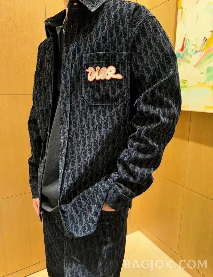 디올 디올 로고 오블리크 패턴 셔츠 상세 이미지