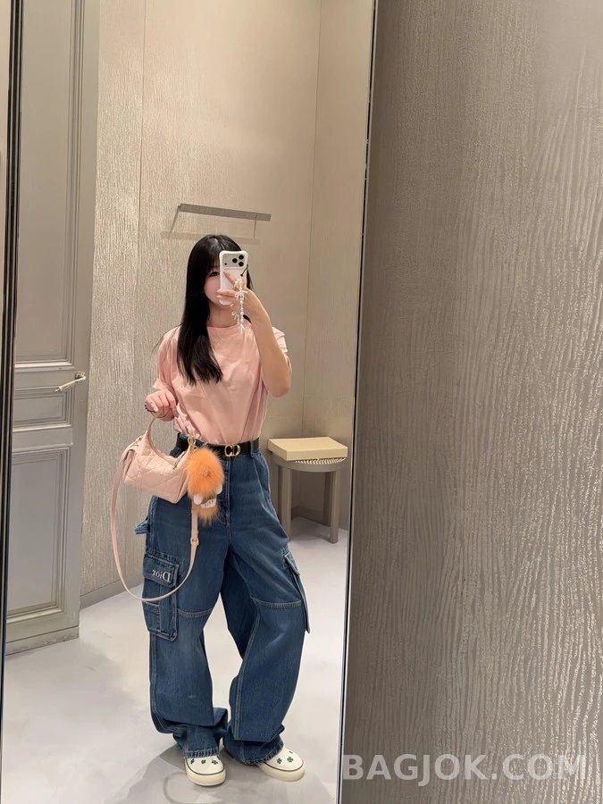 디올 디올 로고 자수 카고 데님 팬츠 상세 이미지
