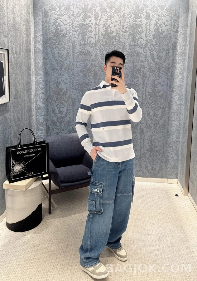디올 디올 로고 자수 카고 데님 팬츠 상세 이미지