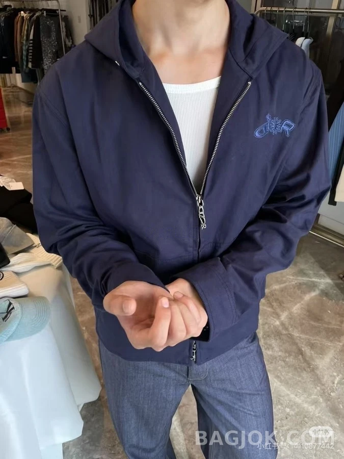 디올 디올 로고 자수 후드 집업 자켓 상세 이미지