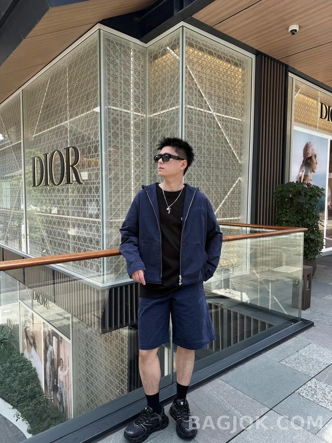 디올 디올 로고 자수 후드 집업 자켓 상세 이미지
