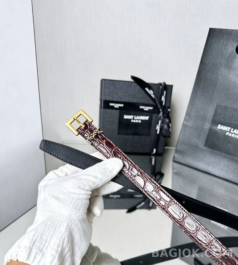 생로랑 세인트로랑 악어 엠보싱 벨트 상세 이미지