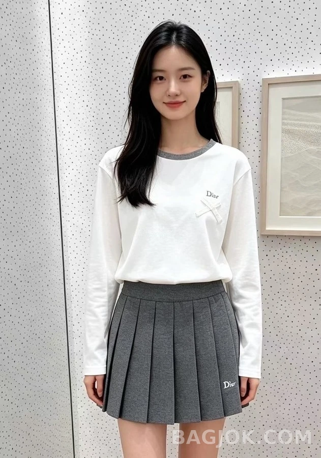 디올 디올 리본 디테일 긴팔 티셔츠 상세 이미지