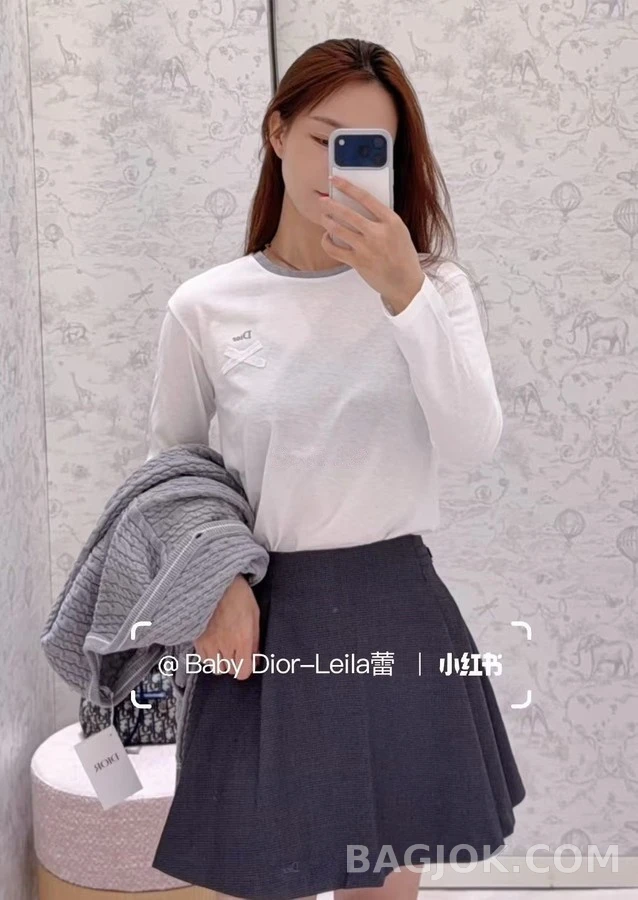 디올 디올 리본 디테일 긴팔 티셔츠 상세 이미지