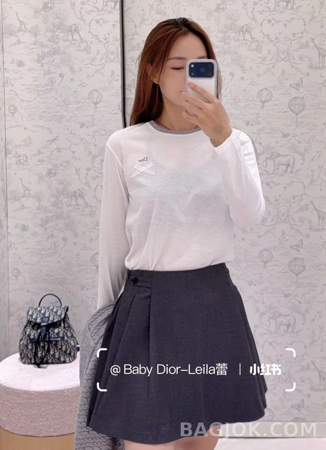 디올 디올 리본 디테일 긴팔 티셔츠 상세 이미지
