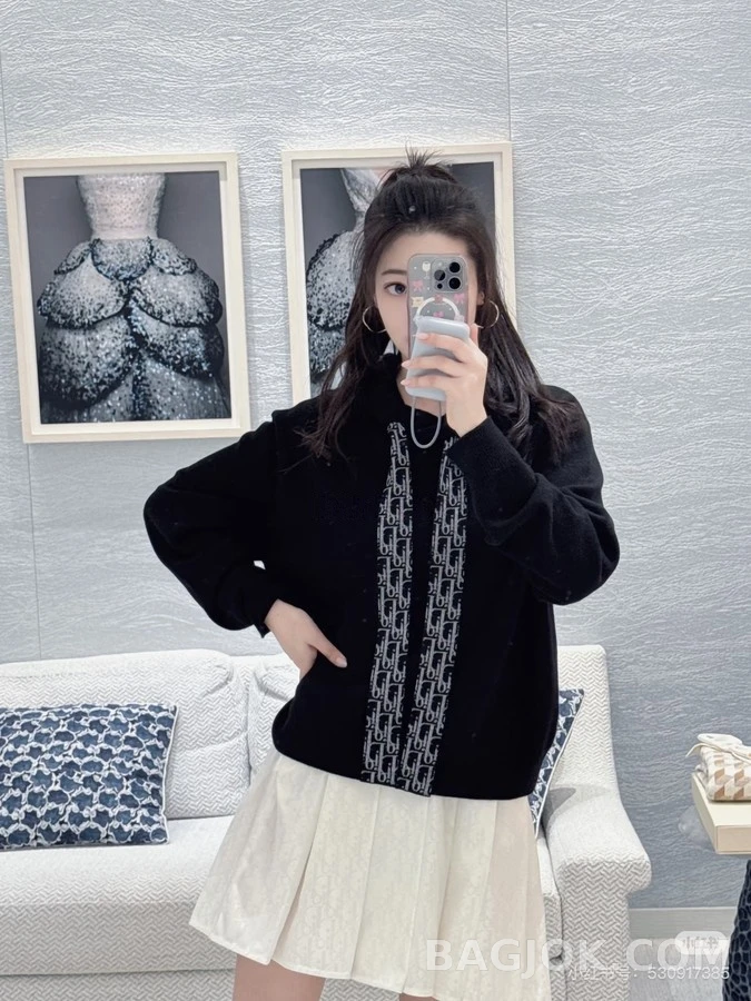 디올 디올 모노그램 자카드 드로스트링 후드 상세 이미지