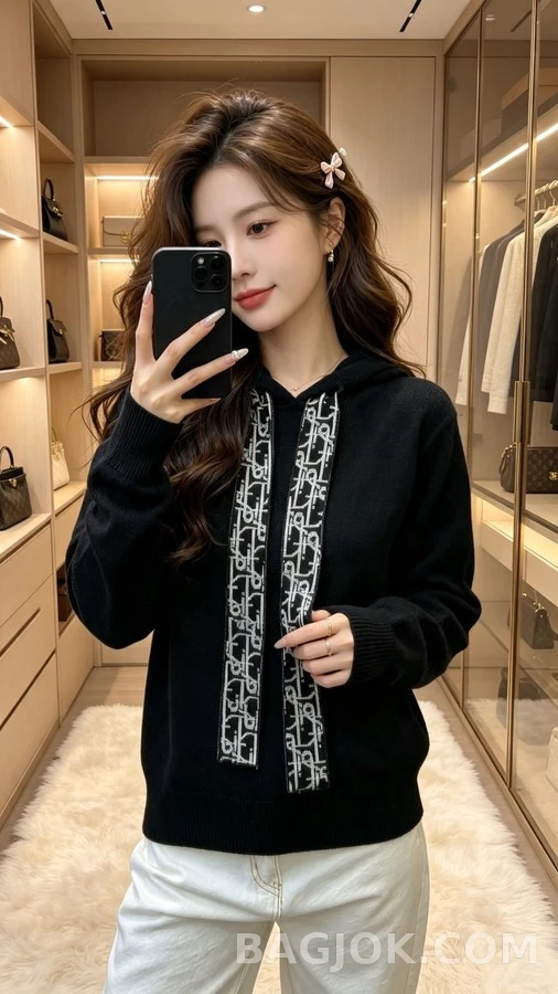 디올 디올 모노그램 자카드 드로스트링 후드 상세 이미지
