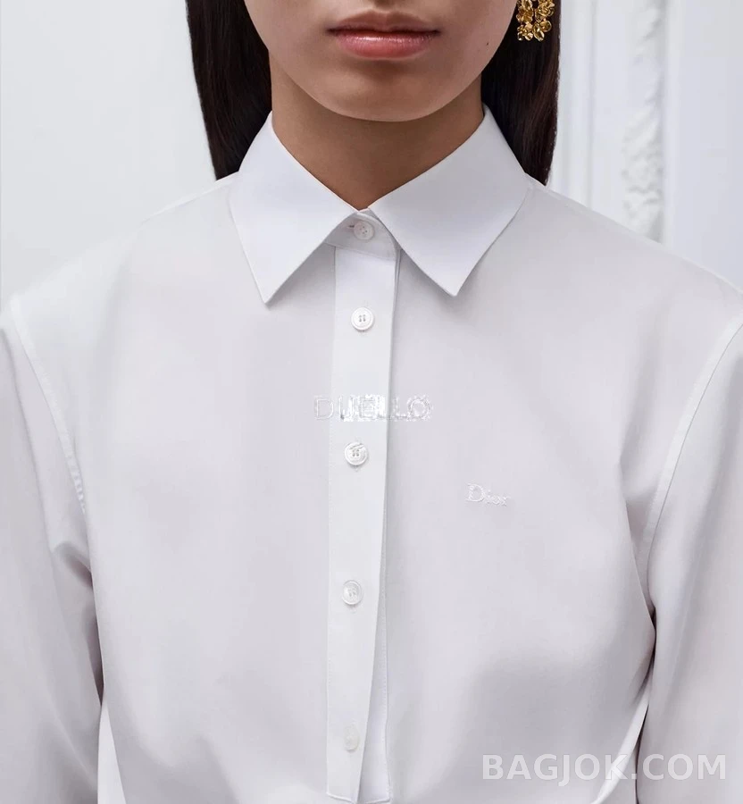 디올 디올 묶음 디테일 크롭 셔츠 상세 이미지