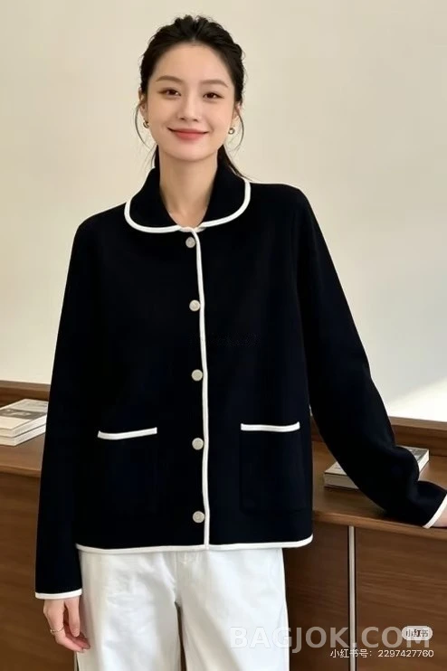 디올 디올 미스 배색 파이핑 니트 재킷 상세 이미지