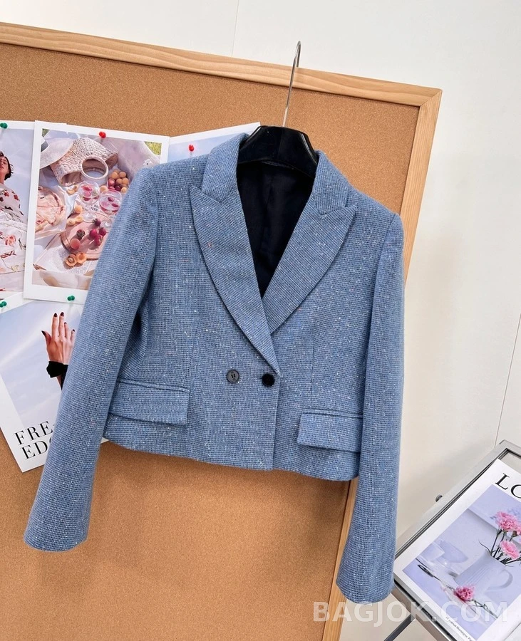 디올 디올 반짝이 숏 더블 버튼 블레이저 상세 이미지