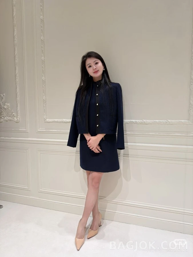 디올 디올 배색 트위드 자켓 상세 이미지