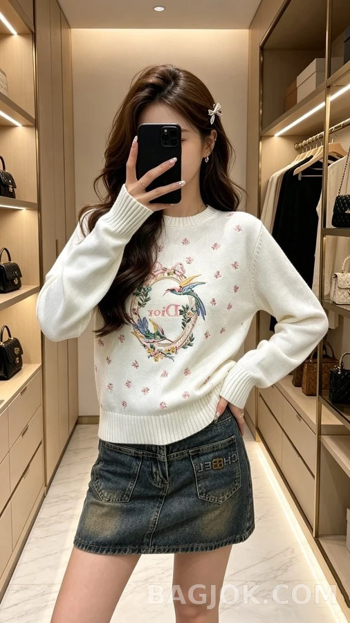 디올 디올 버드 플라워 자수 니트 상세 이미지