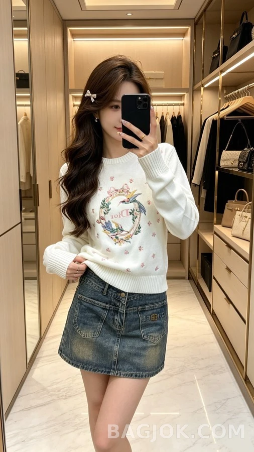디올 디올 버드 플라워 자수 니트 상세 이미지
