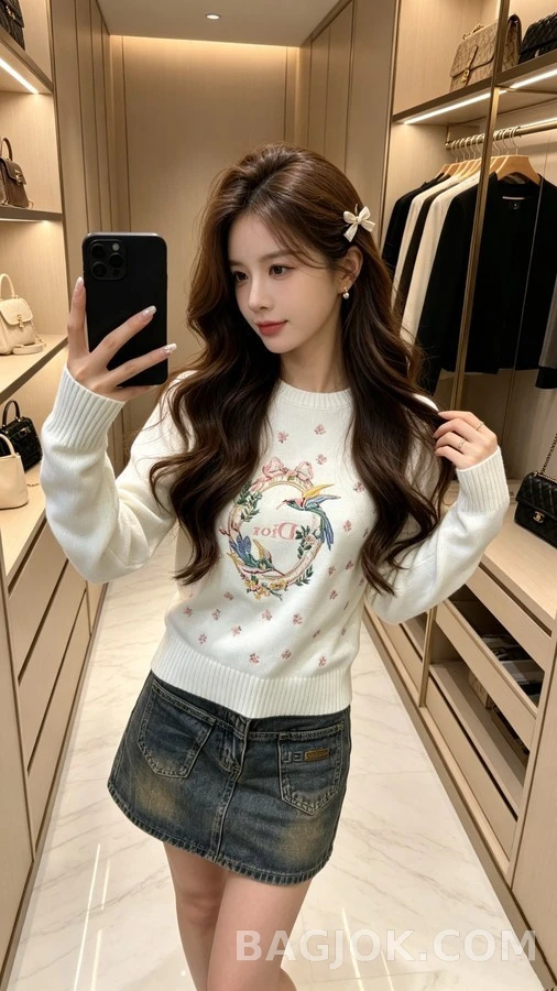 디올 디올 버드 플라워 자수 니트 상세 이미지