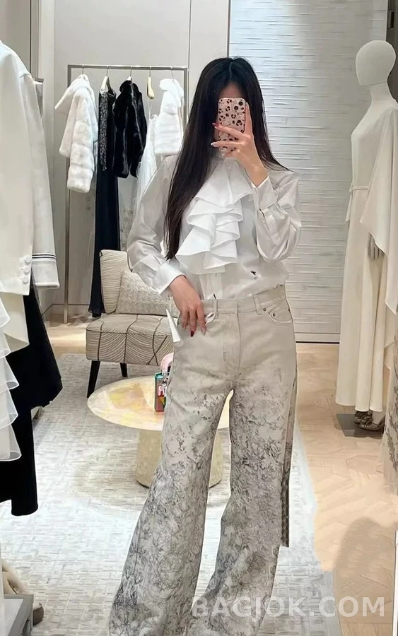 디올 디올 벌 자수 러플 셔츠 상세 이미지