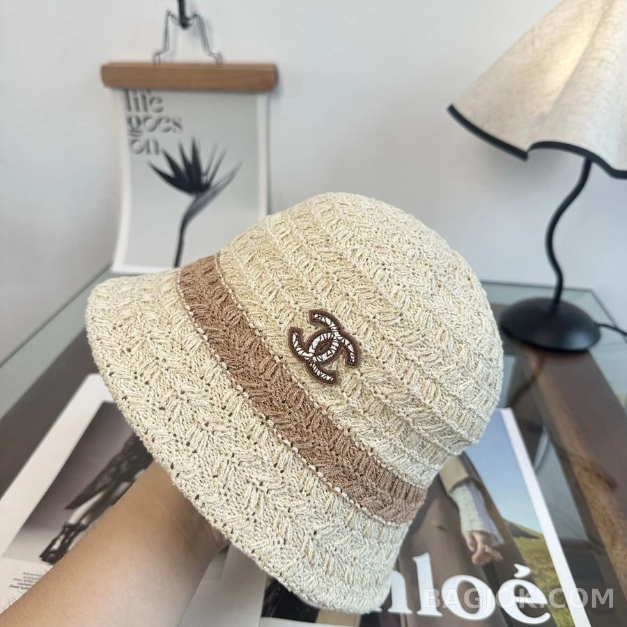 샤넬 샤넬 로고 니트 버킷햇 아이보리 상세 이미지
