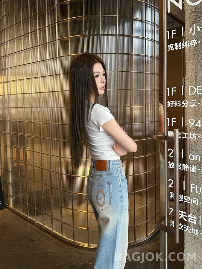 디올 디올 빈티지 워싱 자수 스트레이트 데님 팬츠 상세 이미지