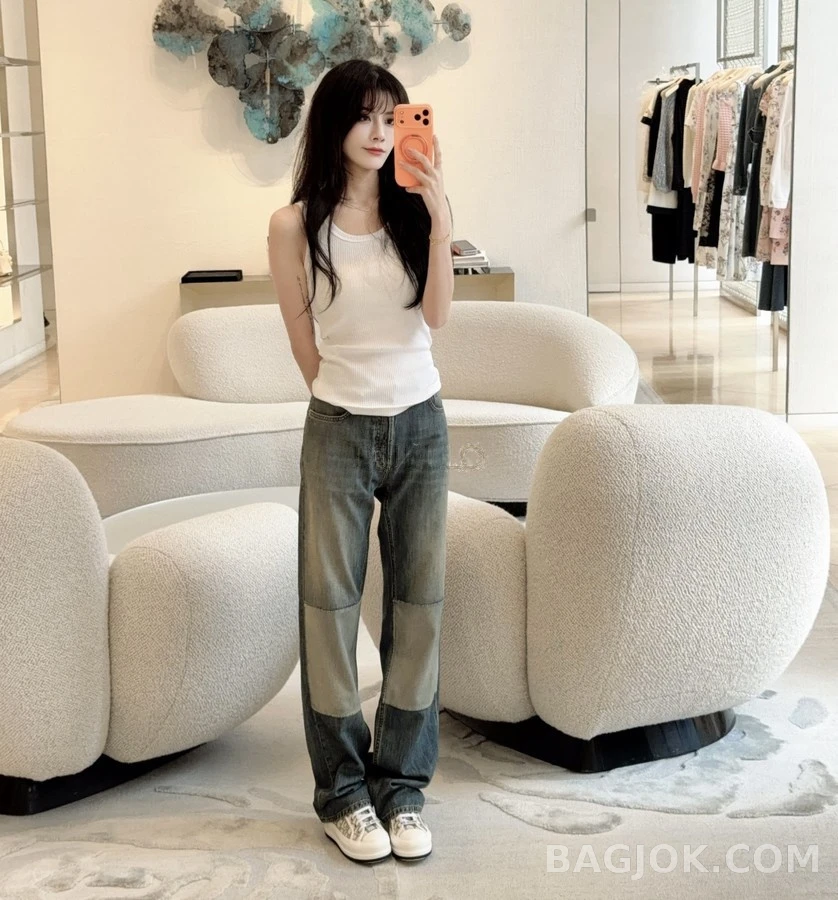 디올 디올 빈티지 워싱 패치워크 데님 팬츠 상세 이미지