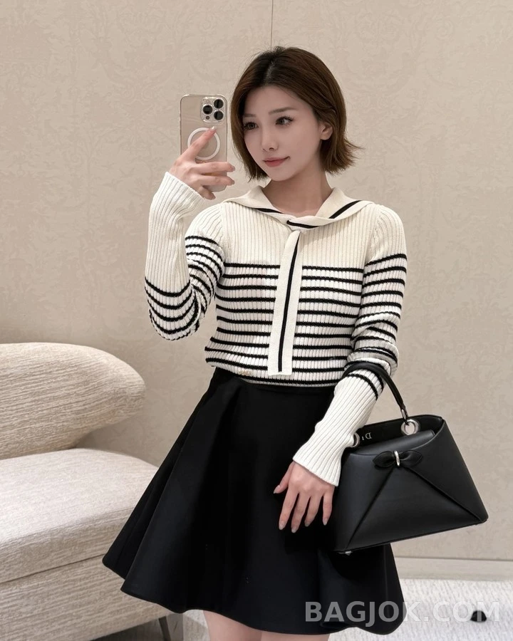 디올 디올 세일러 카라 스트라이프 긴팔 티셔츠 상세 이미지