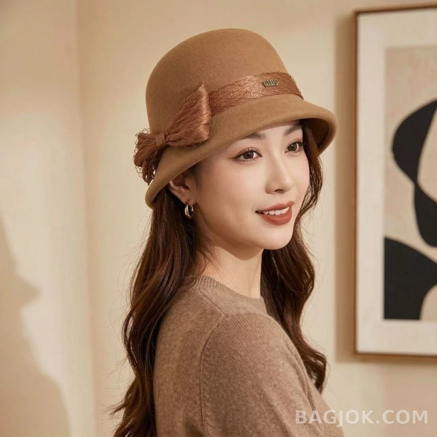 미우미우 미우미우 캐시미어 보우 클로슈 햇 상세 이미지