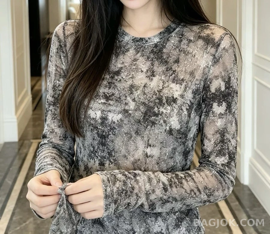 디올 디올 수묵화 패턴 긴팔 티셔츠 상세 이미지