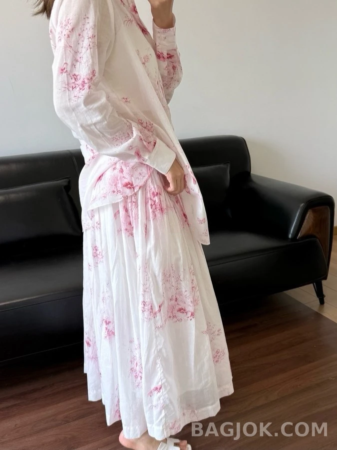 디올 디올 수묵화 플라워 버드 긴팔 티셔츠 상세 이미지