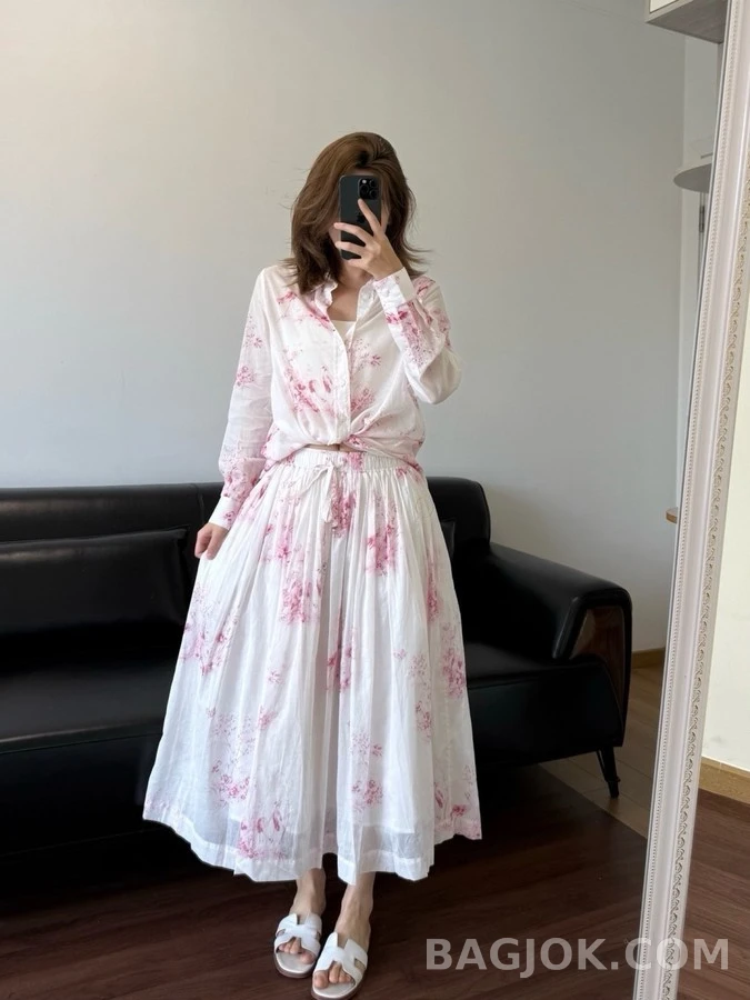 디올 디올 수묵화 플라워 버드 긴팔 티셔츠 상세 이미지