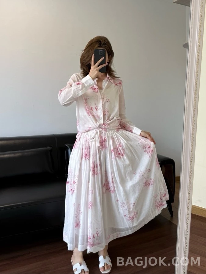 디올 디올 수묵화 플라워 버드 긴팔 티셔츠 상세 이미지