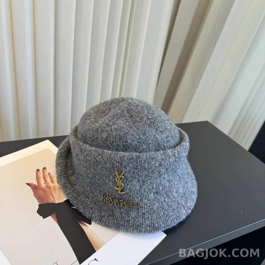 생로랑 세인트로랑 로고 롤드 브림 버킷햇 상세 이미지