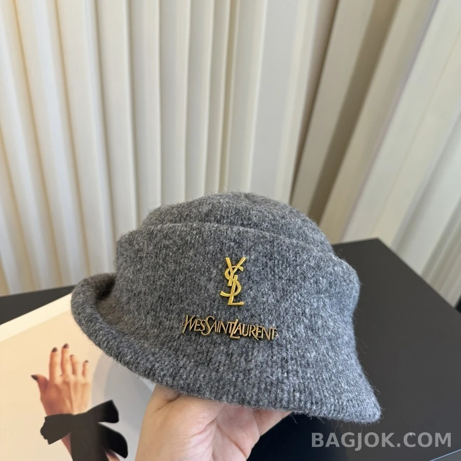 생로랑 세인트로랑 로고 롤드 브림 버킷햇 상세 이미지