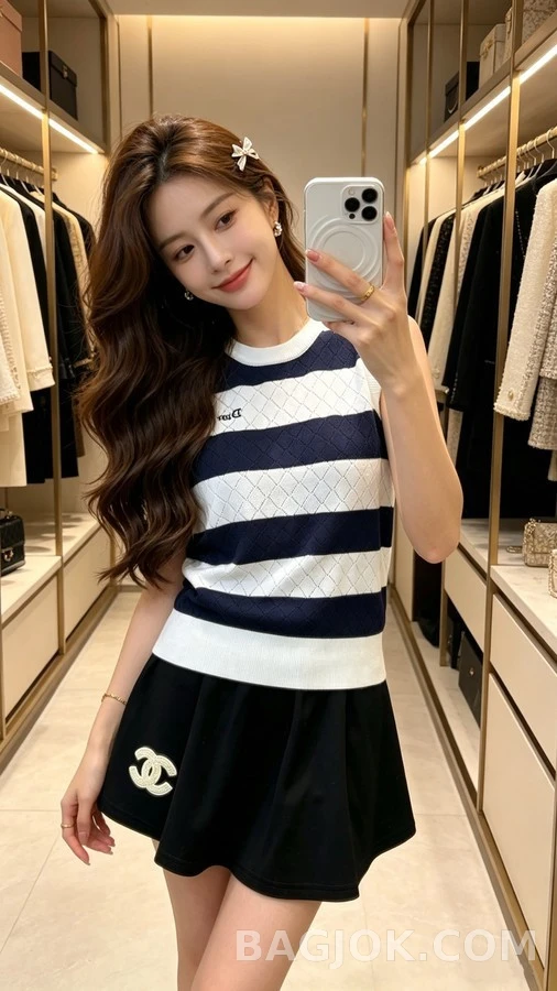 디올 디올 스트라이프 다이아몬드 패턴 니트 베스트 상세 이미지
