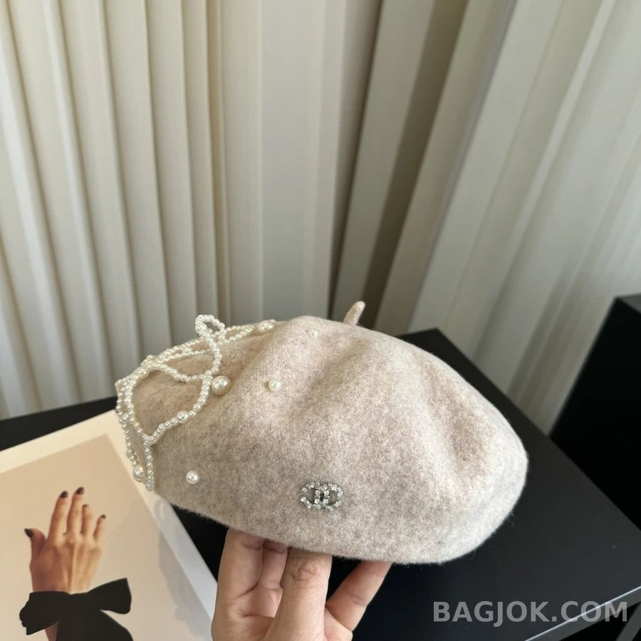 샤넬 샤넬 진주 플라워 장식 베레모 상세 이미지