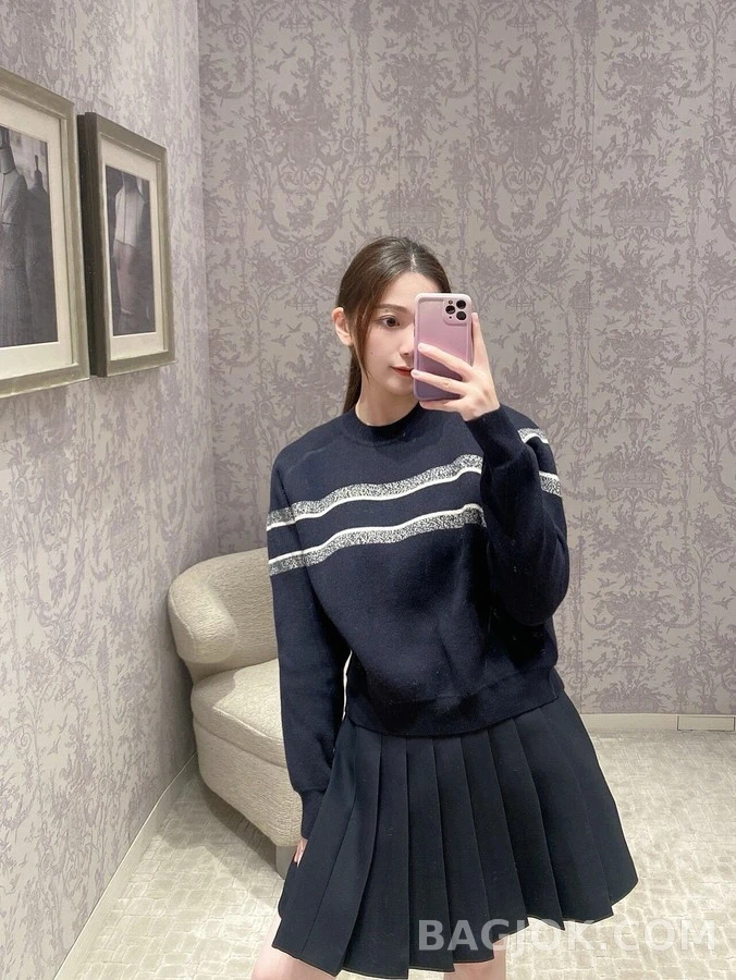 디올 디올 스트라이프 로고 니트 스웨터 상세 이미지