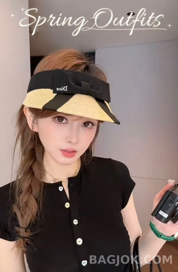디올 디올 밀짚 보우 바이저 상세 이미지